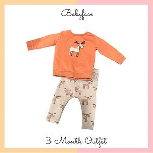 Orange Moose Baby Outfit with Button Details